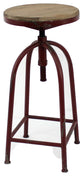 32" X 18" X 18" Red Antique Bar Stool With Metal Frame And Wood Top