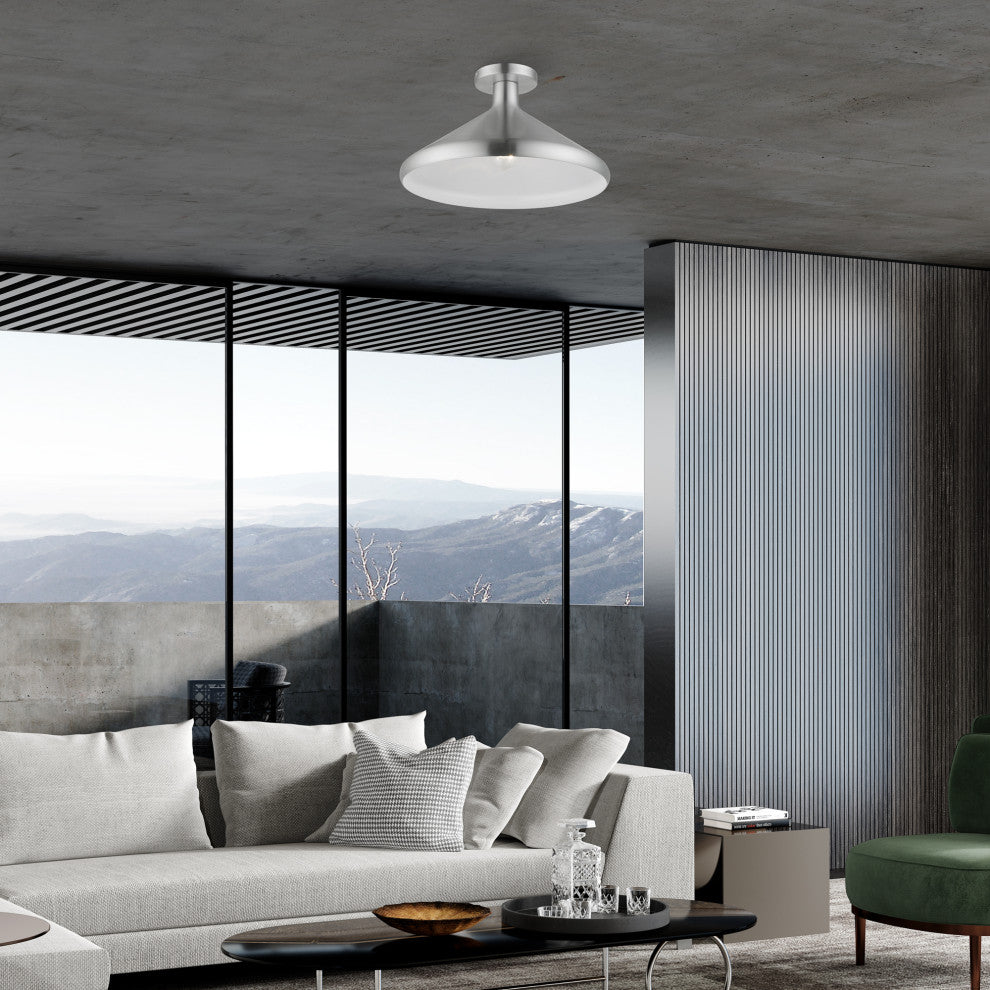 Livex Lighting 1 Light Brushed Aluminum Semi-Flush Mount