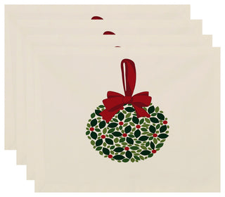 Mistletoe Me, Floral Print Placemat, Cream (Set of 4), 18 x 14"