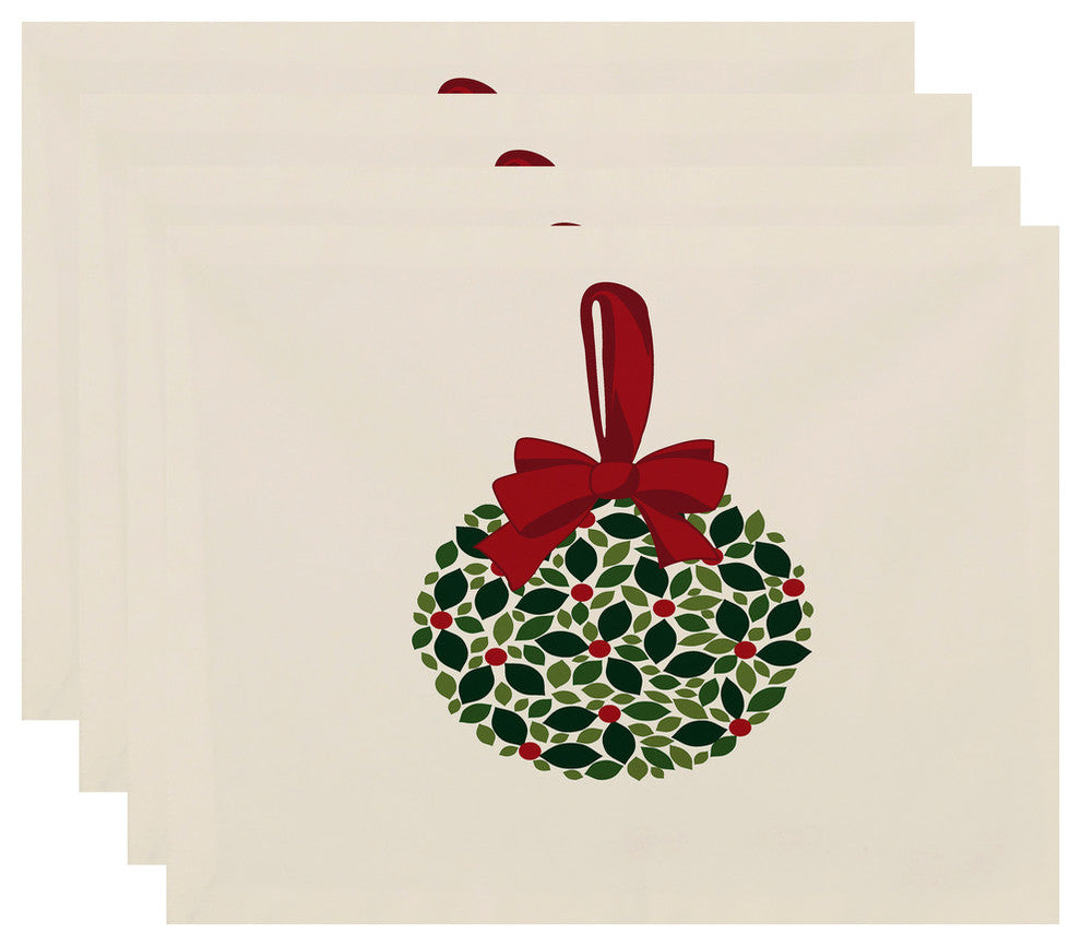 Mistletoe Me, Floral Print Placemat, Cream (Set of 4), 18 x 14"