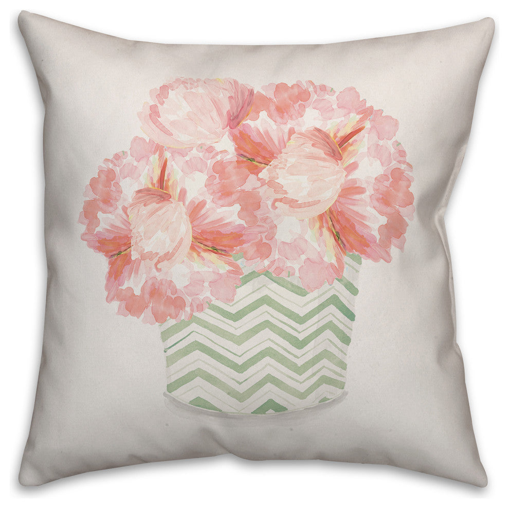 Pink Peonies 18x18 Throw Pillow