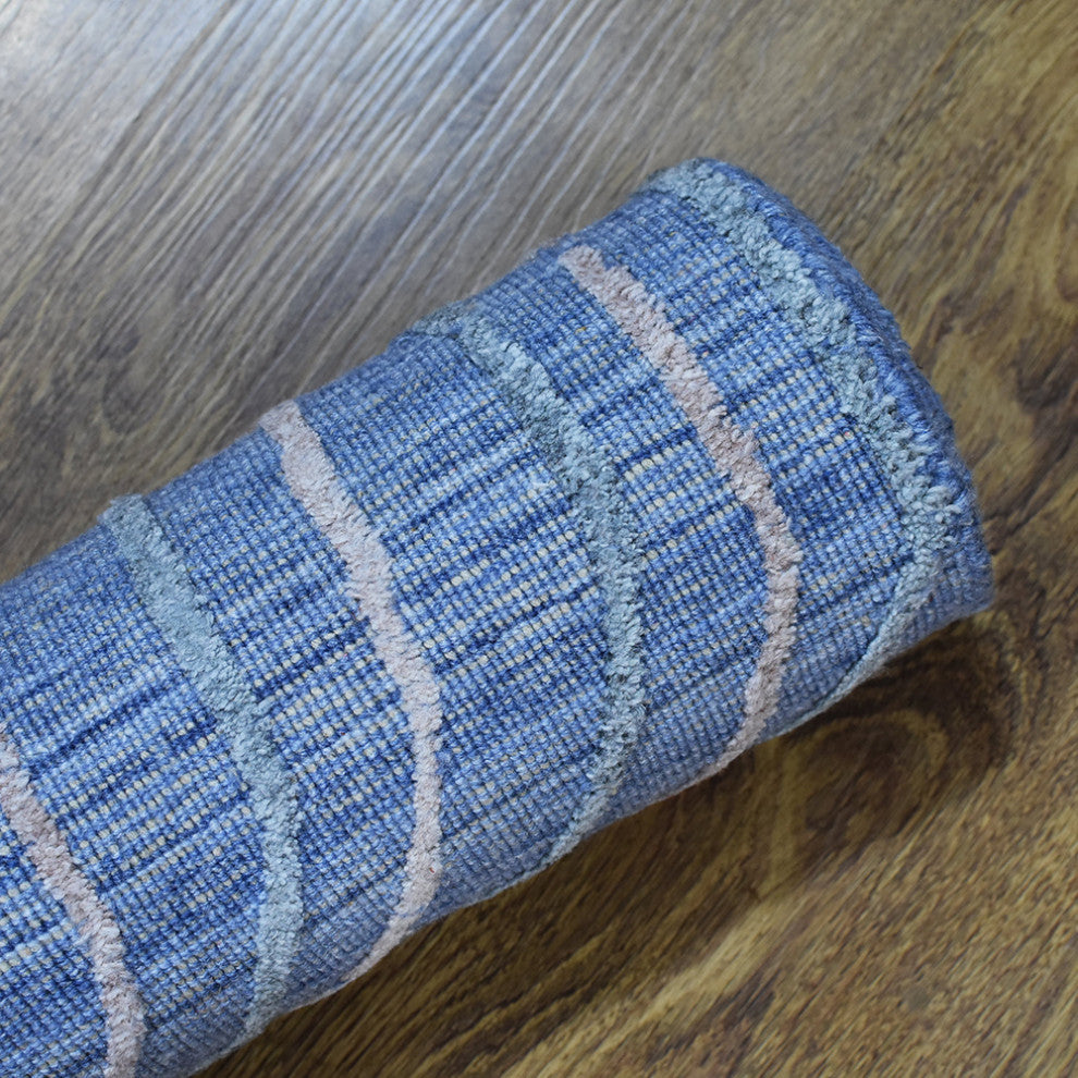 HAND WOVEN FLAT WEAVE KILIM POLYESTER RUGS -Rectangle,Blue Multicolor,Abstract, [Rectangle] 8'x10'