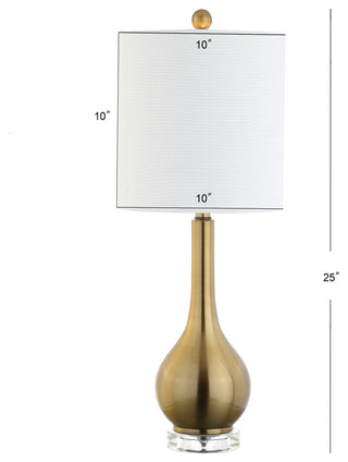 Dylan 25" Metal and Crystal Teardrop Table Lamp, Brass
