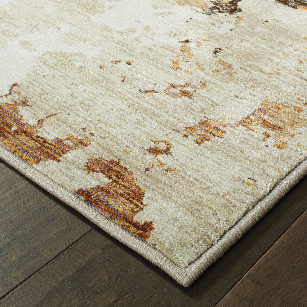Elements Marble Beige/Charcoal Area Rug, 6'7"x9'6"
