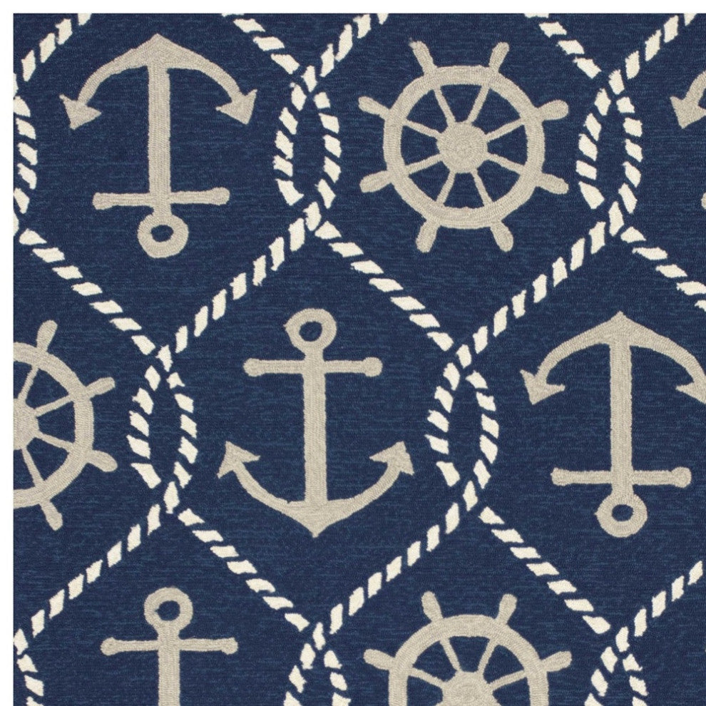 3' X 5' Navy Blue Nautical Handmade Indoor Outdoor Area Rug