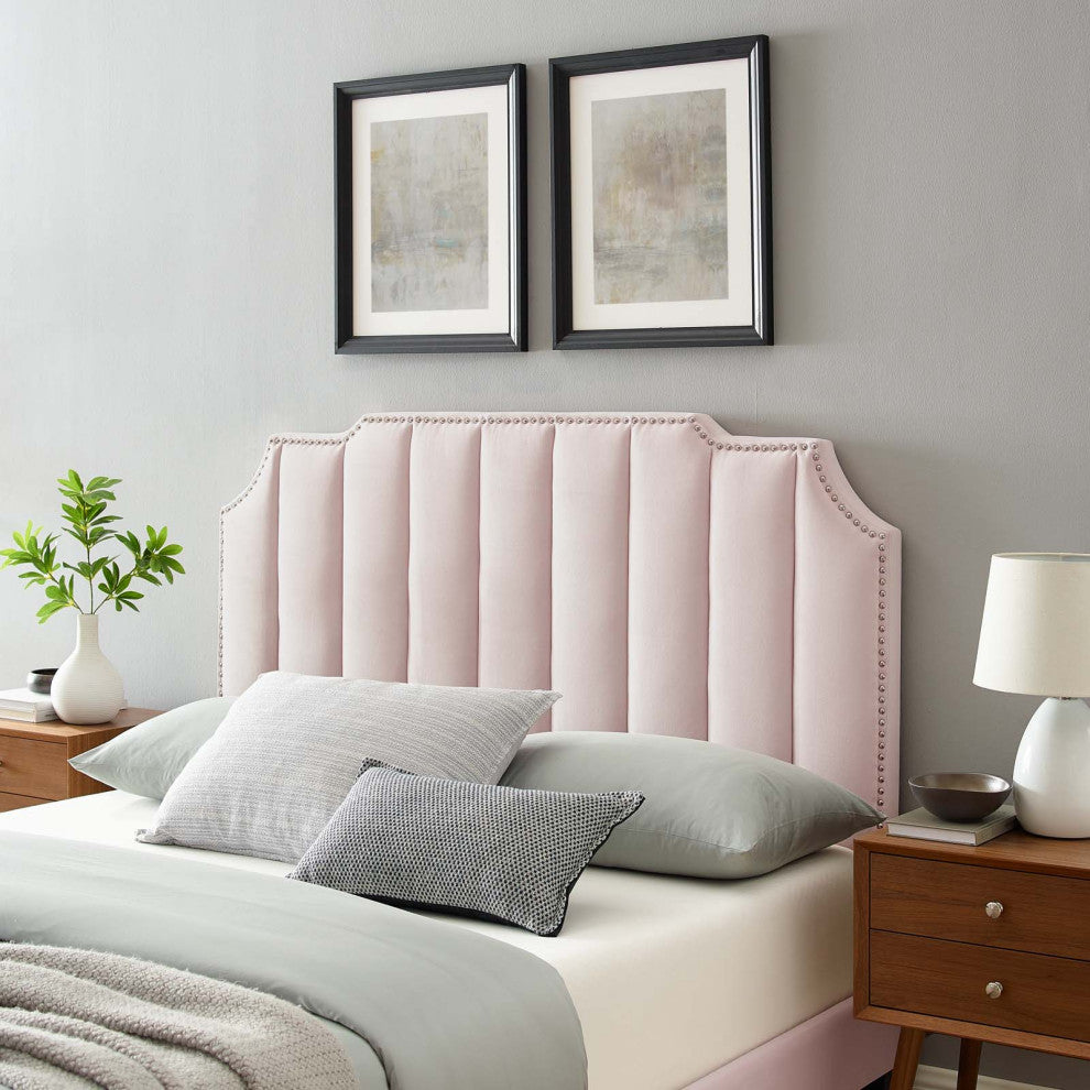 Headboard, Twin Size, Velvet, Pink, Modern Contemporary, Bedroom Master Suite