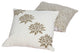 18x18 Hand Block Printed Cotton Pillow W Floral Details, Set of 2,Gold and Beige