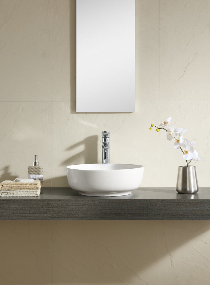 Fine Fixtures White Vitreous China 16" Thin Edge Vessel, Round