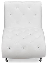Pease White Faux Leather Upholstered Crystal Button Tufted Chaise Lounge
