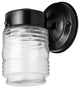 Wall Mount Jar Outdoor Fixture Black Clear Glass