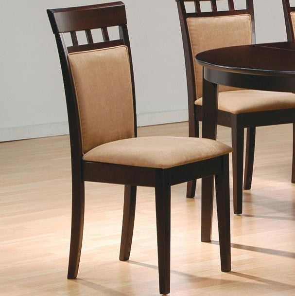 Cappuccino Cushion Back Dining Side Chairs, Set of 2