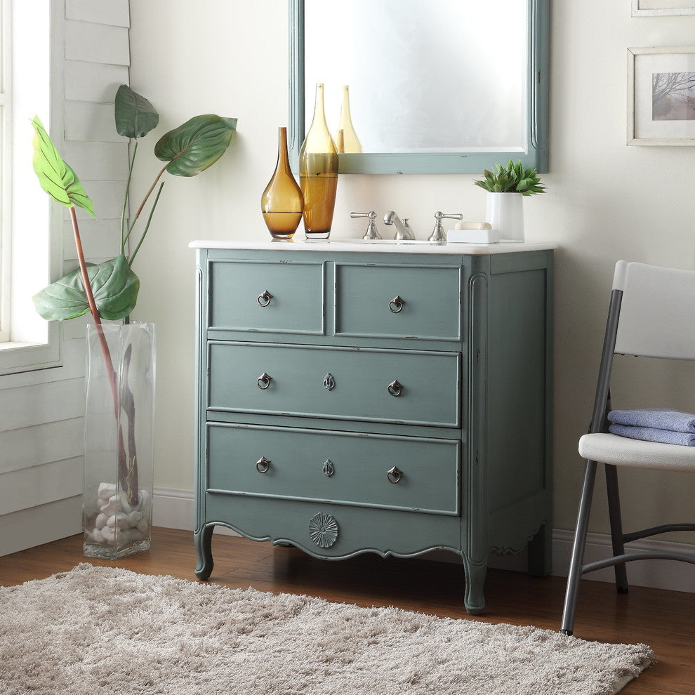 34" Dalleville Vintage Blue Bathroom Vanity