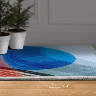 Ephemeral Sunset Circles Art Area Rug, 5'x7.5'