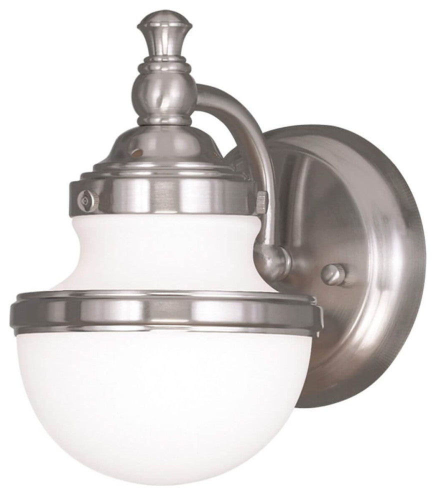 Livex Oldwick 1 Light 6" Bath Light-Wall Sconce, Brushed Nickel
