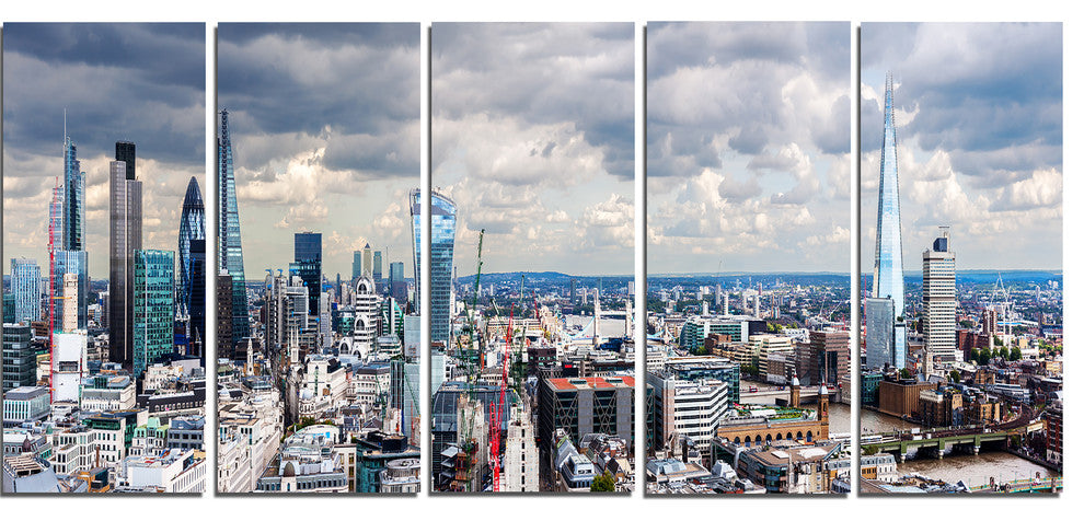 "City of London" Cityscape Canvas Photo Print, 5 Panels, 60"x28"