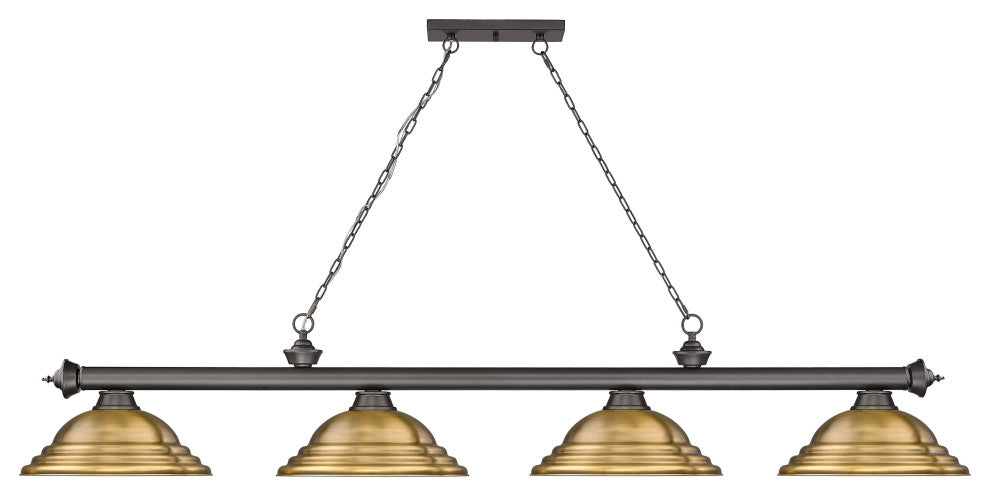 Zlite 2306-4BRZ-SRB 4-Light Billiard, Rubbed Brass