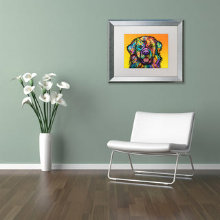Dean Russo 'Newfie' Art, Silver Frame, White Matte, 14"x11"