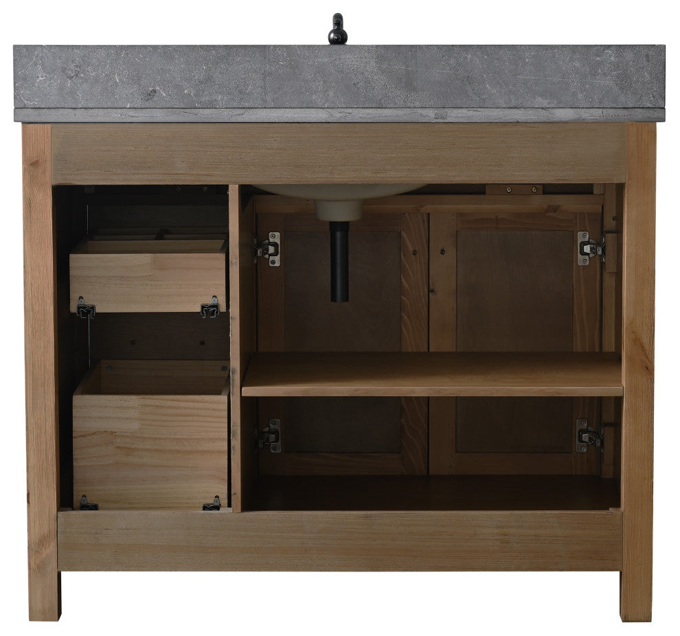 Jasper 42" Bathroom Vanity, Textured Natural, Blue Limestone