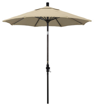 7.5' Bronze Collar Tilt Lift Fiberglass Rib Aluminum Umbrella, Sunbrella, Beige