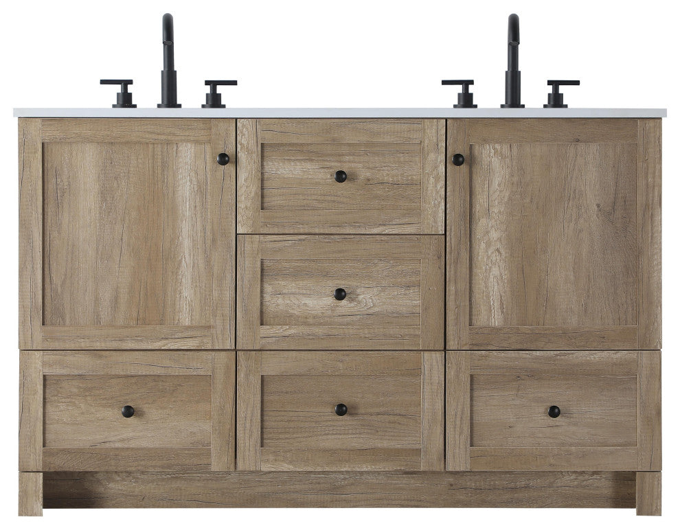 Home Living 54" Double Bathroom Vanity, Natural Oak