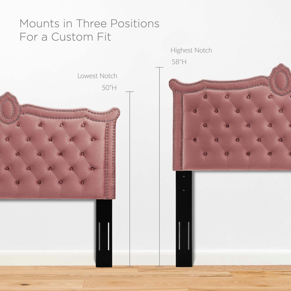 Louisa Tufted Performance Velvet King/California King Headboard, Dusty Rose