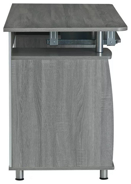 Modern Desk, Floating Top With Single Door Cabinet & Sliding Keyboard Tray, Gray