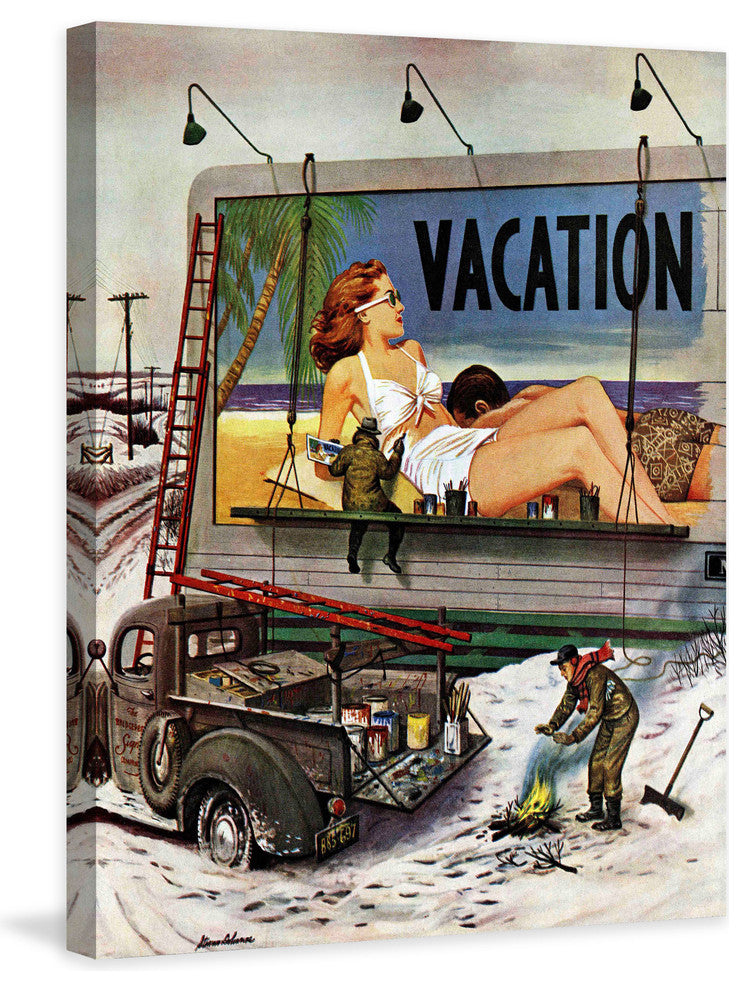 "Billboard Painters in Winter" Print on Canvas by Stevan Dohanos