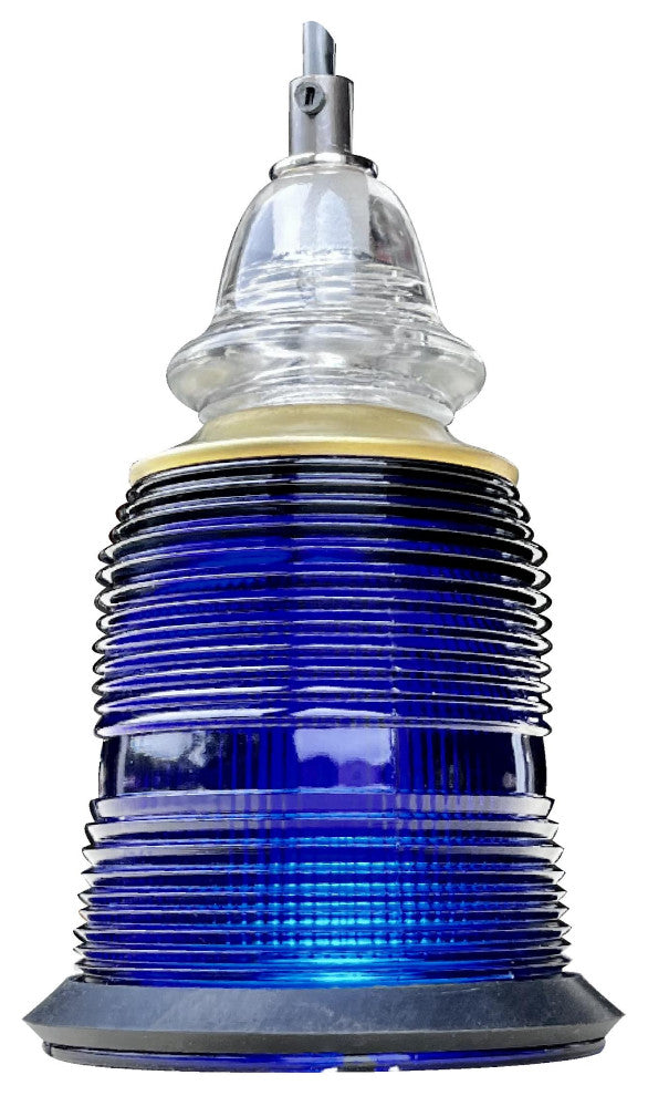 Runway Light Pendant Brass Ring Insulator Bell Cap, Cobalt Blue