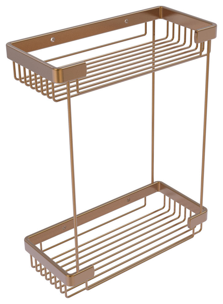 Double Tier Toiletry Shower Basket, Brushed Bronze