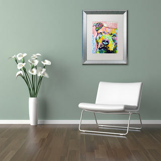 'Thoughtful Pittbull II' Silver Framed Canvas Art by Dean Russo