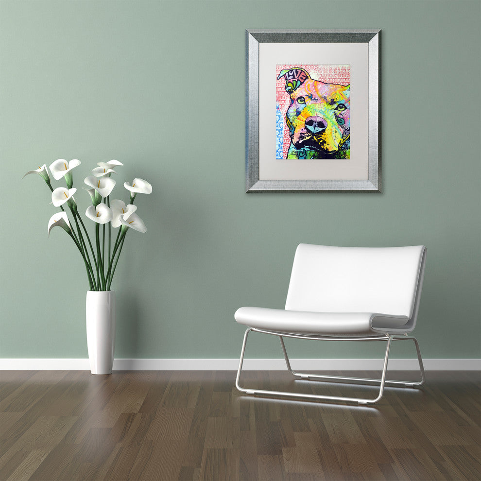 'Thoughtful Pittbull II' Silver Framed Canvas Art by Dean Russo