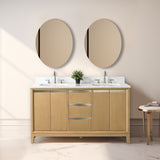Vanity Art Bathroom Vanity With Sink, Natural Oak, 60" Double