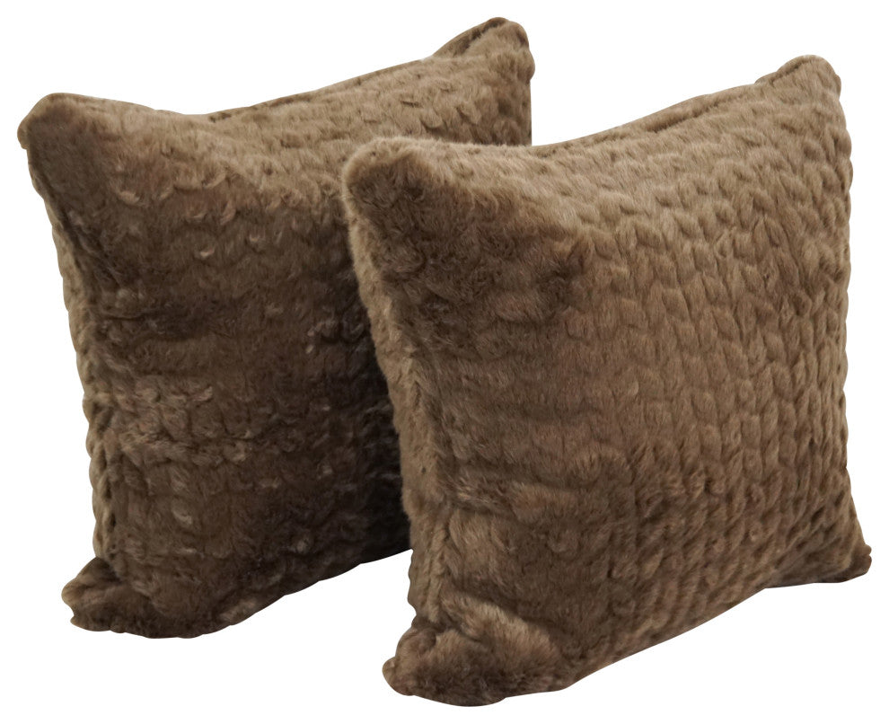 17" Jacquard Throw Pillows With Inserts, Set of 2, Dainty Mocha