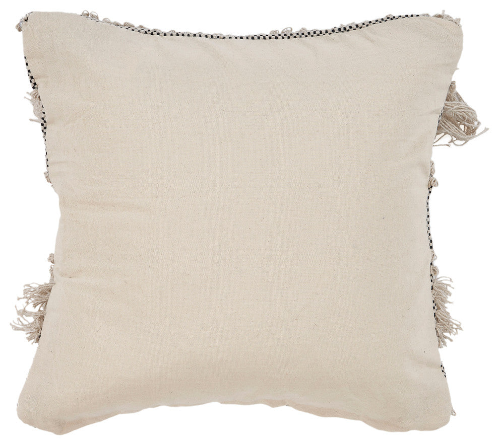 Gray Over-Tufted Farmhouse Throw Pillow