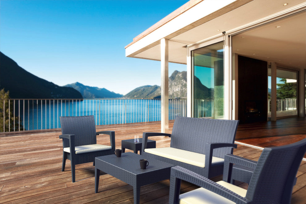 Miami Rectangle Resin Coffee Table, Dark Gray