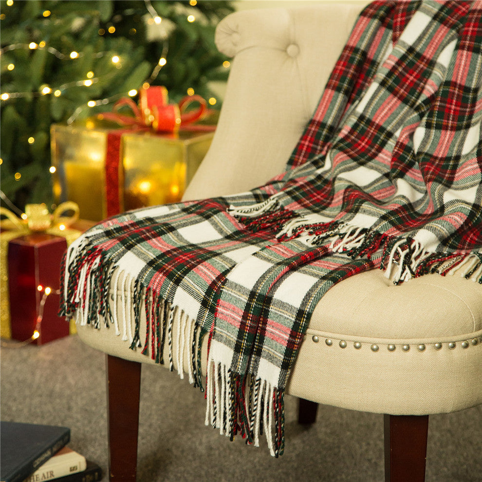 60"L Plaid Woven Throw