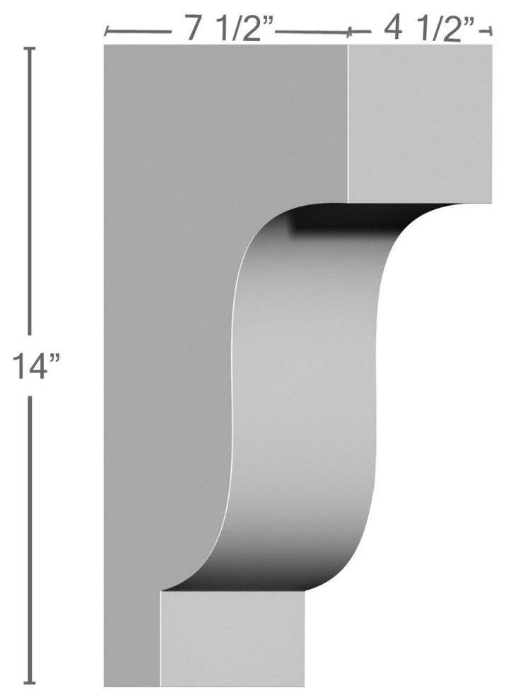 4 1/2"W x 7 1/2"D x 14"H Traditional Corbel