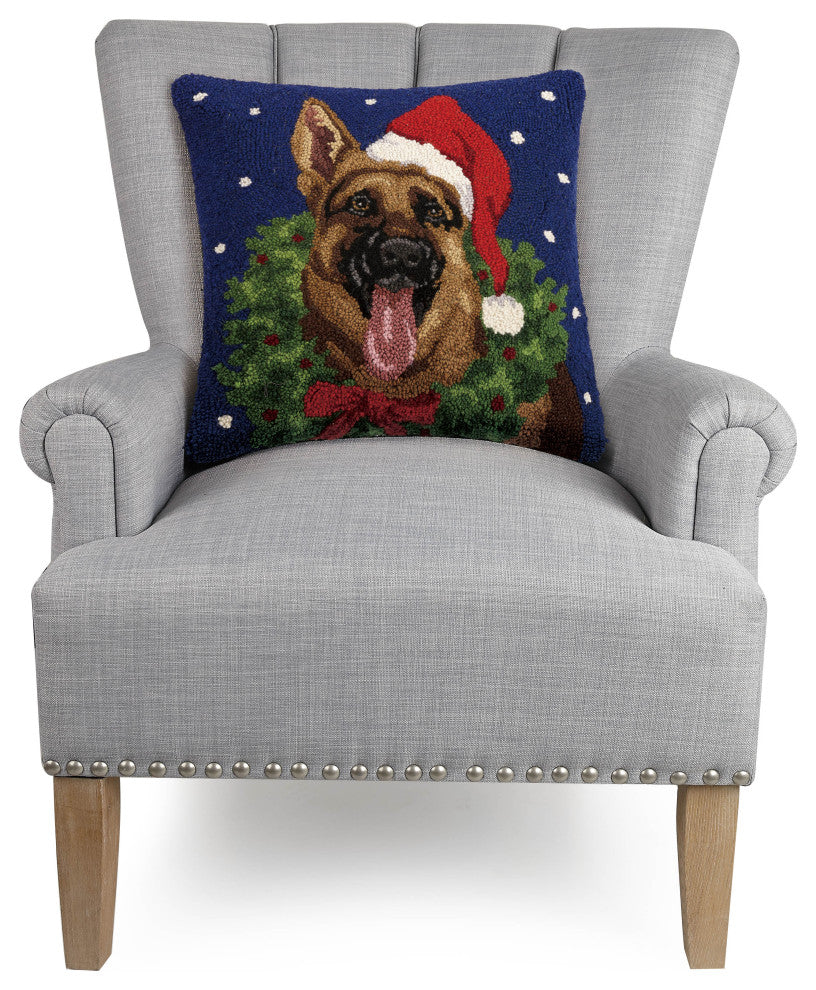 German Shepherd W/Wreath Hook Pillow