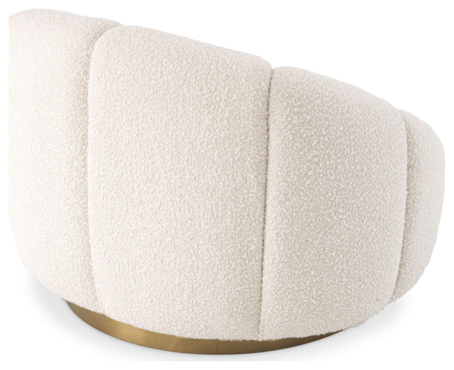 Cream BouclâˆšÂ© Brass Base Swivel Chair | Eichholtz Inger