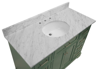 Aria 48" Bathroom Vanity, Sage Green, Carrara Marble