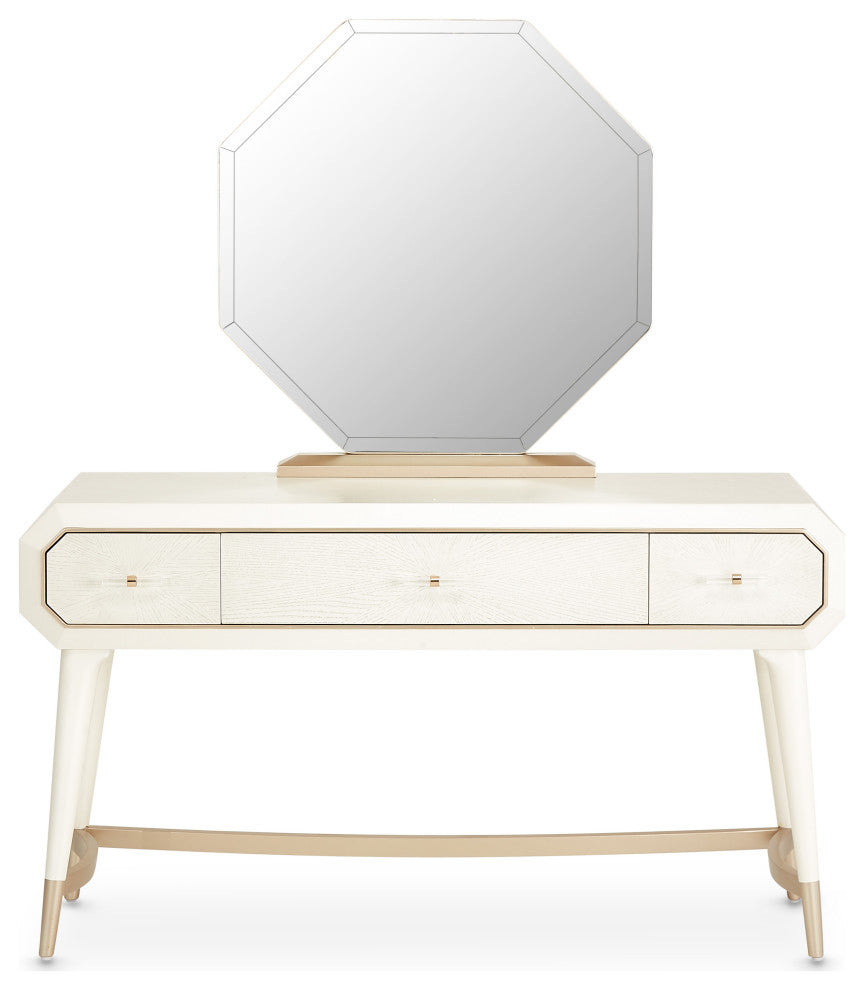 La Rachelle Vanity Set with Mirror & Chair - Medium Champagne