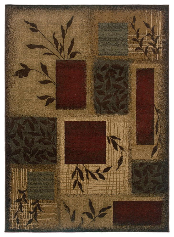 HomeRoots 10'x13' Beige and Red Floral Indoor Jute Area Rug