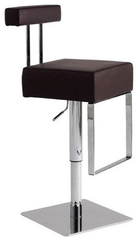 Aria Adjustable Leather Barstool, Brown