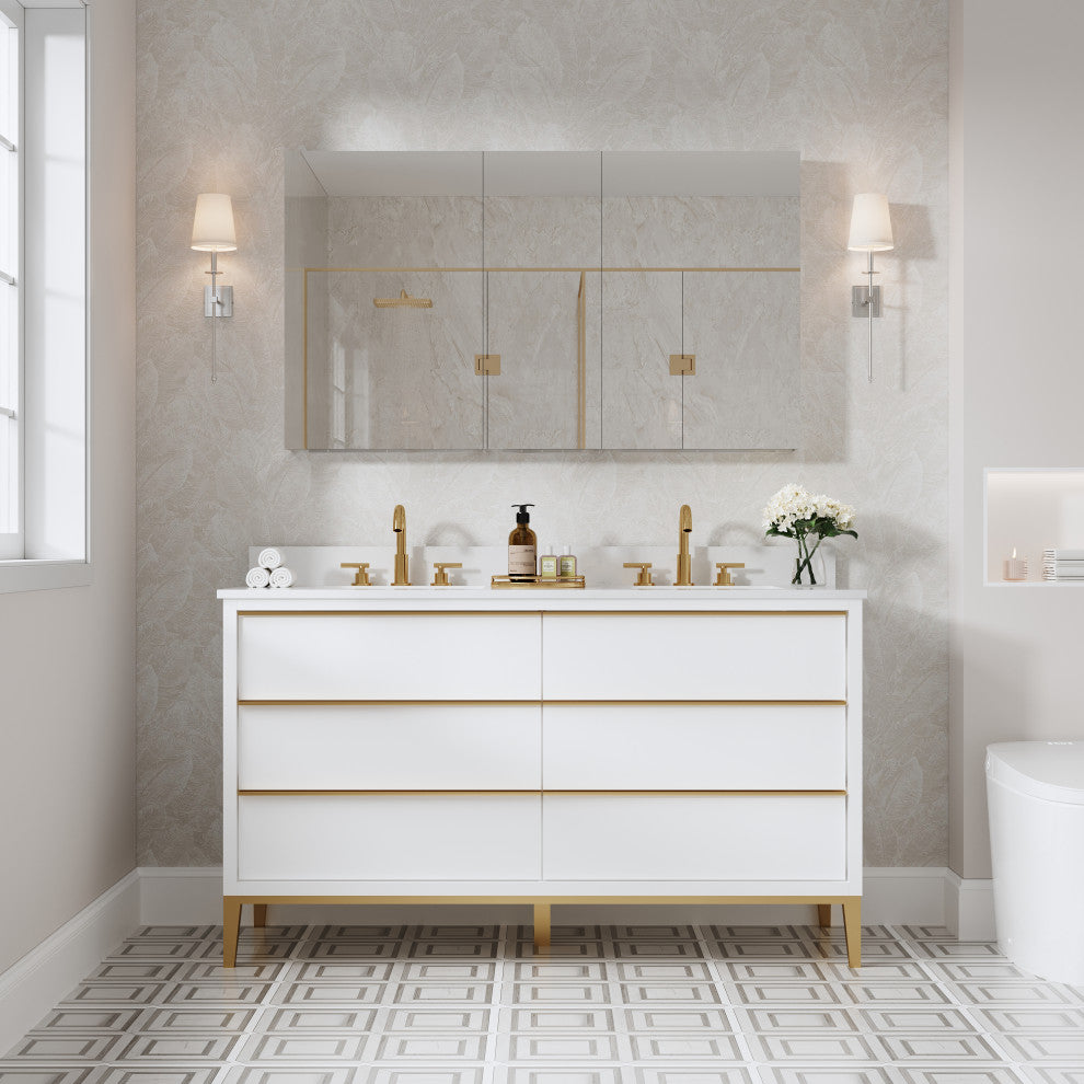 Recessed/Surface Mount Bathroom Medicine Cabinet, Reverse Installation, 52"x30"
