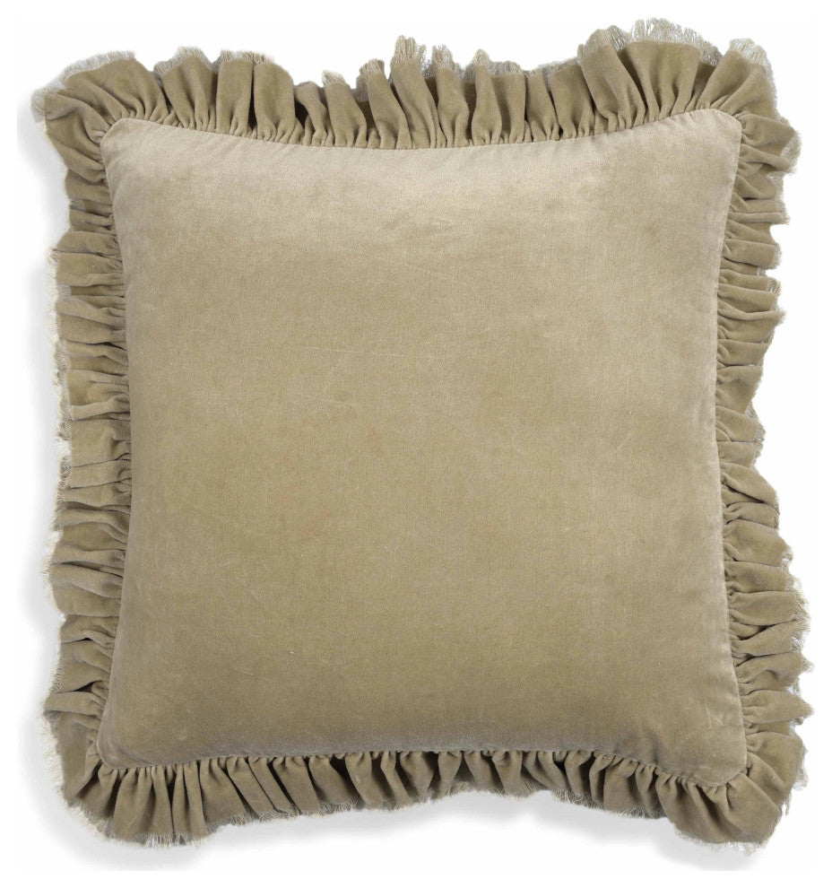 Alessia Distressed Beige Velvet Pillow