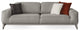 Bursa Sofa Bed, Light Grey Linen Fabric With 3 Pillows and black coated legs