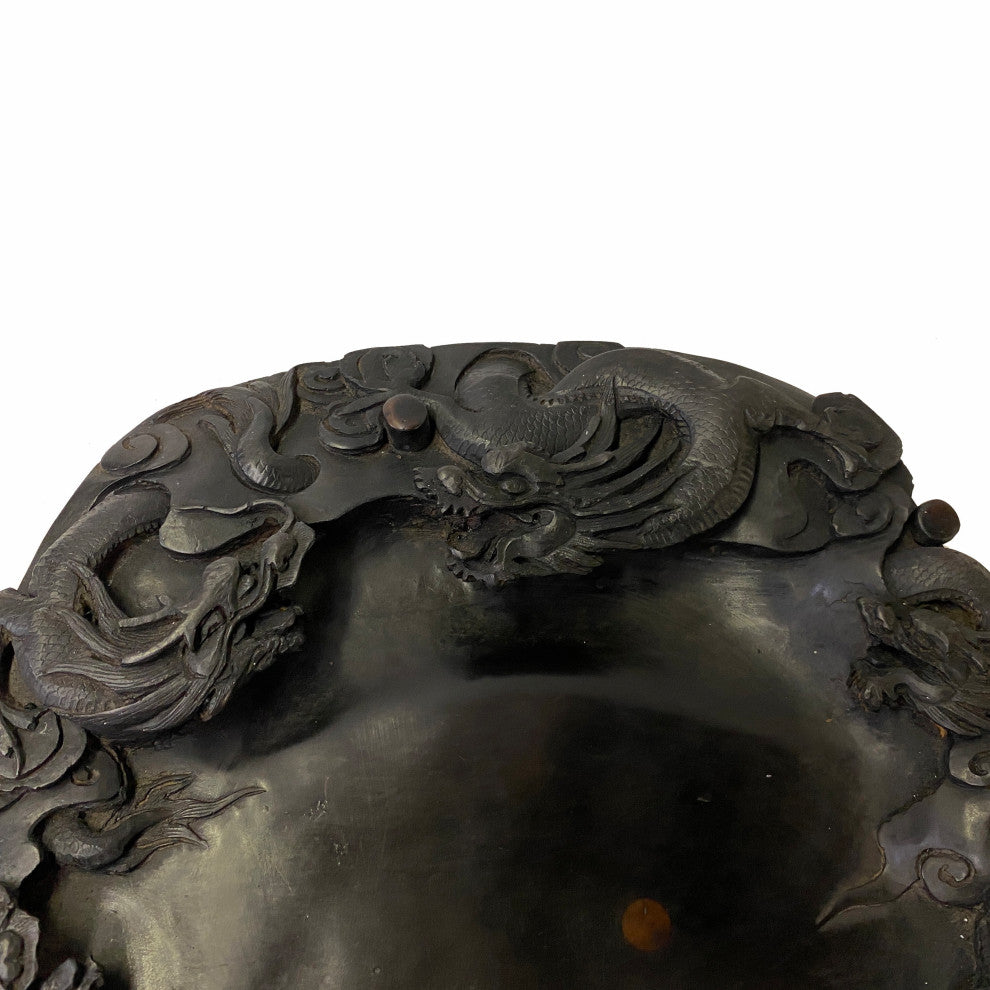 Chinese Oriental Black Color Dimensional Dragon Ink Well Pad Display Hws1739