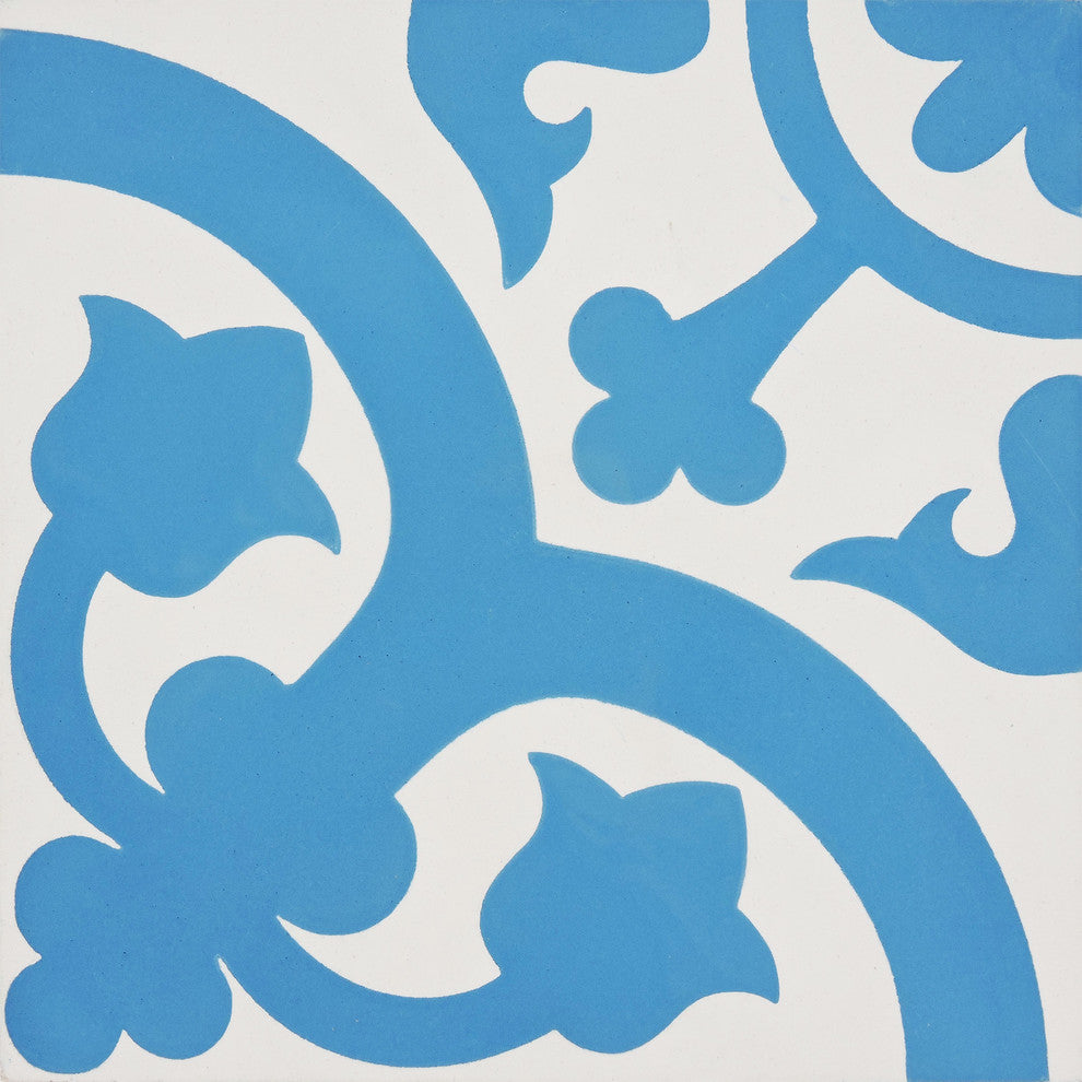 Melah Handmade Cement Tile, Blue/White, Sample