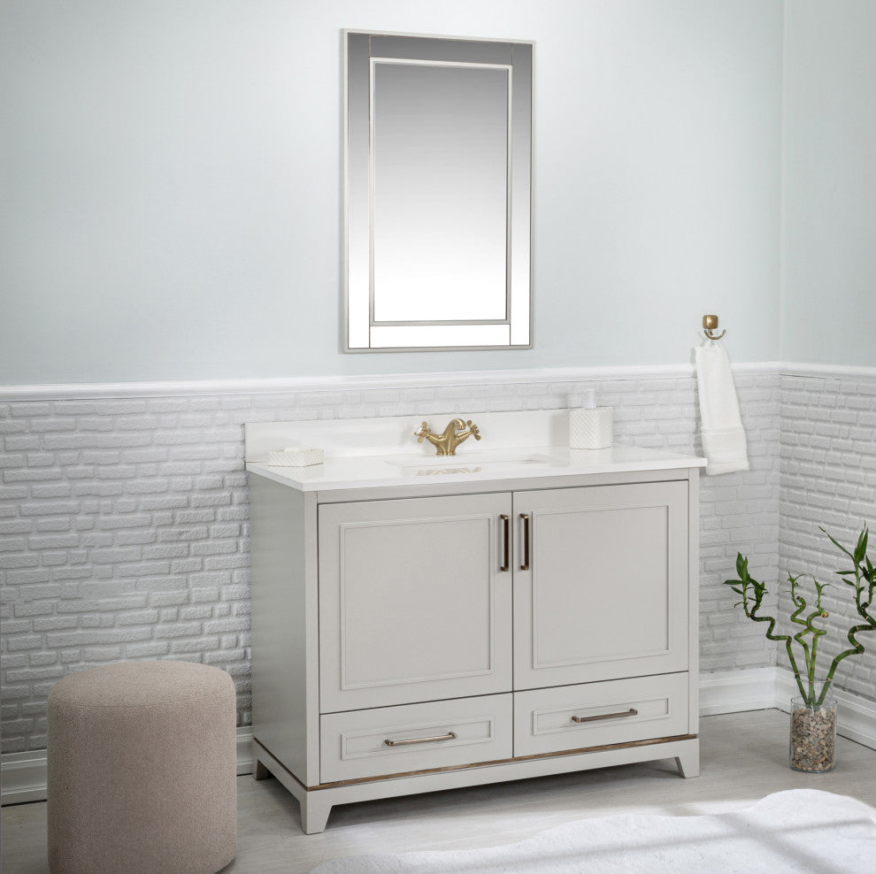 Albia Collection 42" Bathroom Vanity With Sink, Mirror, Countertop, Gray