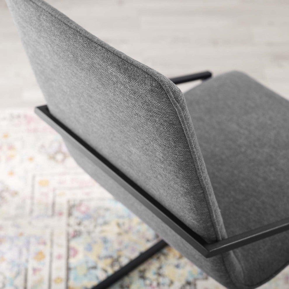 Side Dining Chair, Fabric, Metal, Black Gray, Modern, Bistro Restaurant